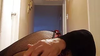 Blonde  shemale  loves a 9 inch dildo.