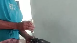 Putting the stair railing in my pussy