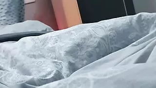 Step son hiding massive under blanket from step mom