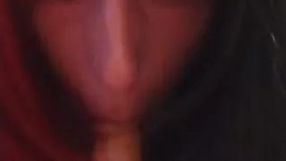 Dirty crossdresser sucking dildo