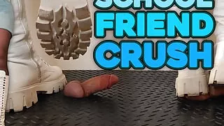 School Friend Crushing and Marching in Painful White Snow Boots - Bootjob, Ballbusting, CBT