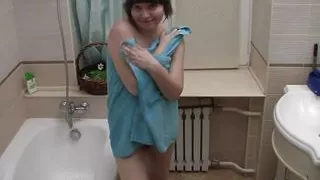 My girl subtly using the shower cable to pleasure herself