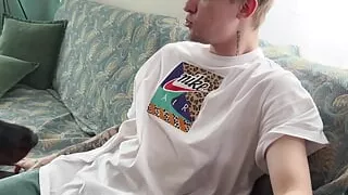 Student gangbang in a bathhouse, guys cum on each other from double anal - 472