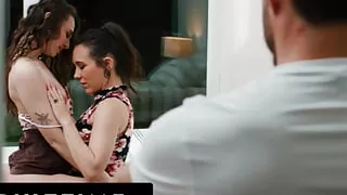 ADULT TIME - Cute Brunette Liz Jordan Scissors With Her BF's Lesbian Boss Sinn Sage To Please Him!