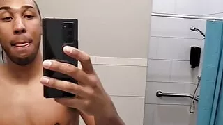 Miguel Brown shirt off in boxers in mirror abs video 15