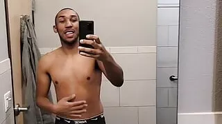 Miguel Brown shirtless in bathroom in boxers video 9