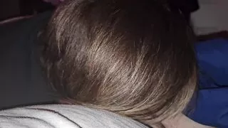 Suprise handjob under blanket but then needed hard cock in my mouth and got a treat