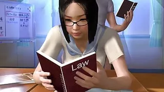 Asian Girl Studying While Getting Anal - 3D Hentai