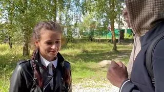 black guy fucks a schoolgirl in the woods