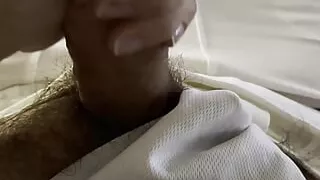 Horny soldier in football uniform jerks off with second load in a row!