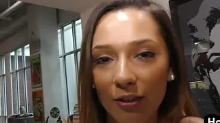 Tugging POV babe with medium boobies jerks oiled dong