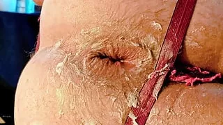 an up close view at my eager, wrecked, quivering fist hole