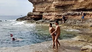 Divers watching us fuck at the beach give us some help