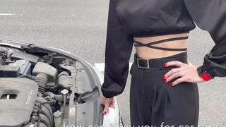 Helping a girl with anal on the road