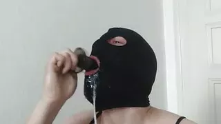 deep throat with dildo then cumshot