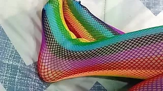 Foot Fetish with Sexy Colored Stockings