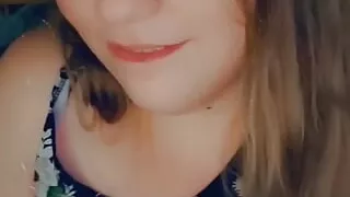 Gorgeous chubby girl tit flash and smile