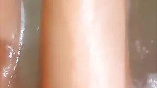 Pretty trans girl bathes in the bathtub