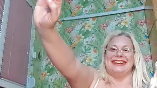 White thong piss, stuff and wank dildo in c2c