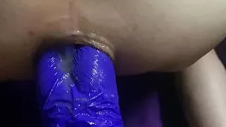 Ass fisting with latex gloves. First proper attempt