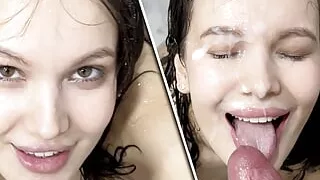 Busted my stepsister sucking a dildo in the shower. Gave her a taste of a real dick. ImMayBee