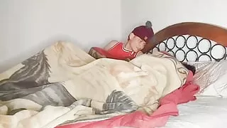 My friend very scared after watching a horror movie and wants to accompany me in my bed