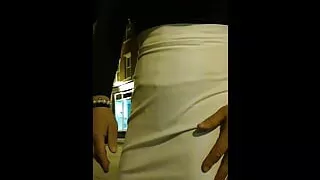 DeeDeeSlut in a Black Body Suit walking in town