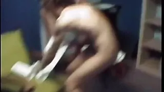 Pair of hot sluts urinating in bathroom while someone watches with video camera