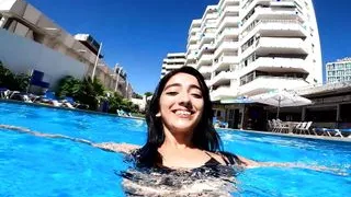 Argentinian slut is picked up from the swimming pool and fucked in her hotel room