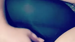 Lace panties to the side playing with my fupa