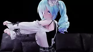 Cute Miku In School Uniform Dancing (3D HENTAI)