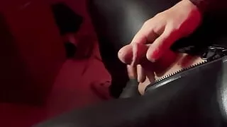 Amateur Sissy Crossdresser touching herself wearing Wetlook Zipped Leggings