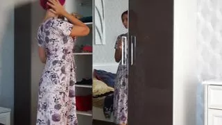 My stepsis looking hot in a sexy girdle and thong revealing her titties and nice butt