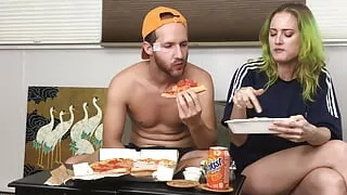 HOT Woman and Sexy Man Eating