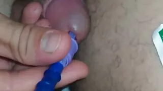 The first time inserting sea salt through the glans.