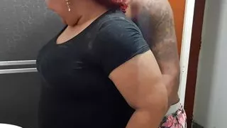 The employee gives me a good cock suck