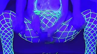 A married woman masturbates with lotion in fluorescent stockings is eroi