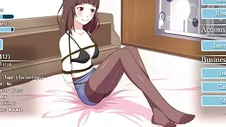 Bonds BDSM Hentai game Ep.1 two girls tying up a cute classmate with shibari ropes to tickle her