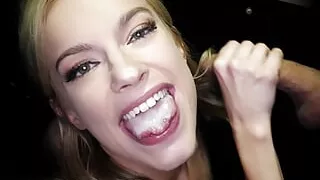 Blonde Babe Loves Deepthroating Cock After Cock