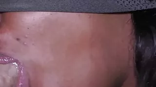 Sloppy Blowjob with Big White Cock and Ebony Slut's Mouth