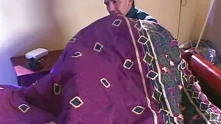 Old guy gets lucky with a pretty girl in her bedroom