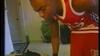 Blonde slut loves sucking every inch of a big black cock and fucking on the couch