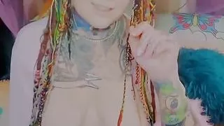 Tattooed Girl with Dreads Plays with Tight Little Pussy