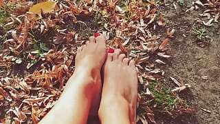 Analia Sky sexy little feet on red vernish