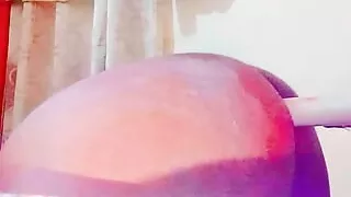 Pakistani Femboy big booty Lots of gaping and farting from chair rod in ass