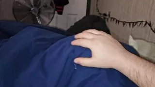 Secret bj under blankets so roommates don't see but damn he came alot