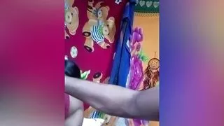 Anal insertion of butt toy with vibrating toy