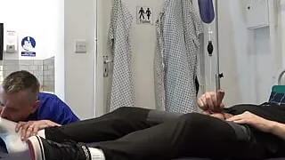 Doctor worships patient's feet and licks two loads of cum from perfect foot PREVIEW