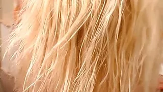 Stockings wearing German lady getting a big load of cum in her asshole