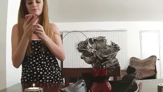 Skinny Teen Faye with Stocking Fucked in the Kitchen by Step Father